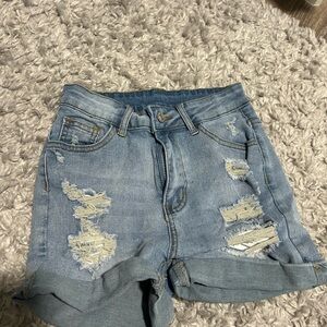 Distressed Denim Women Shorts